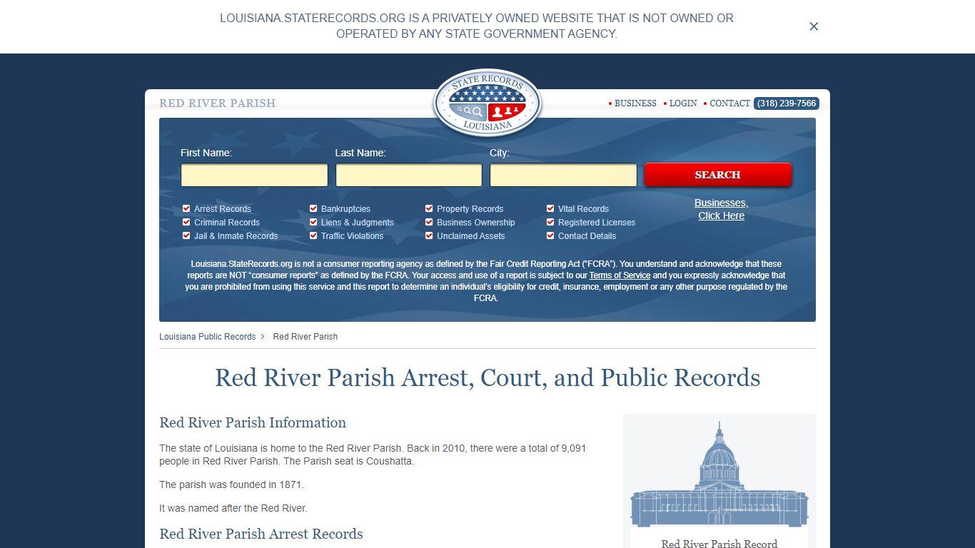 Red River Parish Arrest, Court, and Public Records